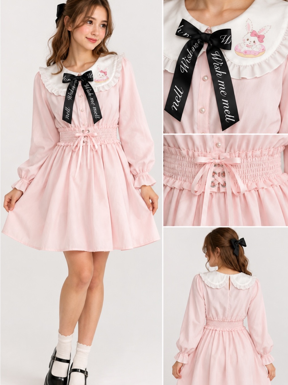 Sanrio Wish Me Mell Pink Kawaii Lolita Dress Japanese 3L, approx U.S. L/XL Bunny
